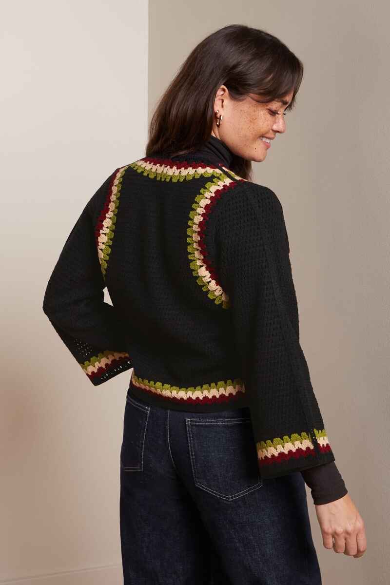 KING LOUIE Arlene Crochet Cardy CRed