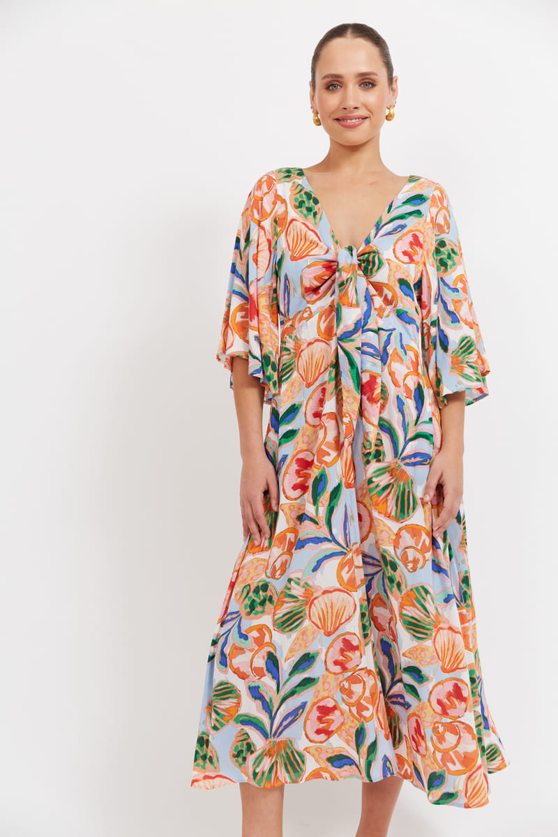HAVEN Baja Tie Midi Dress Tide