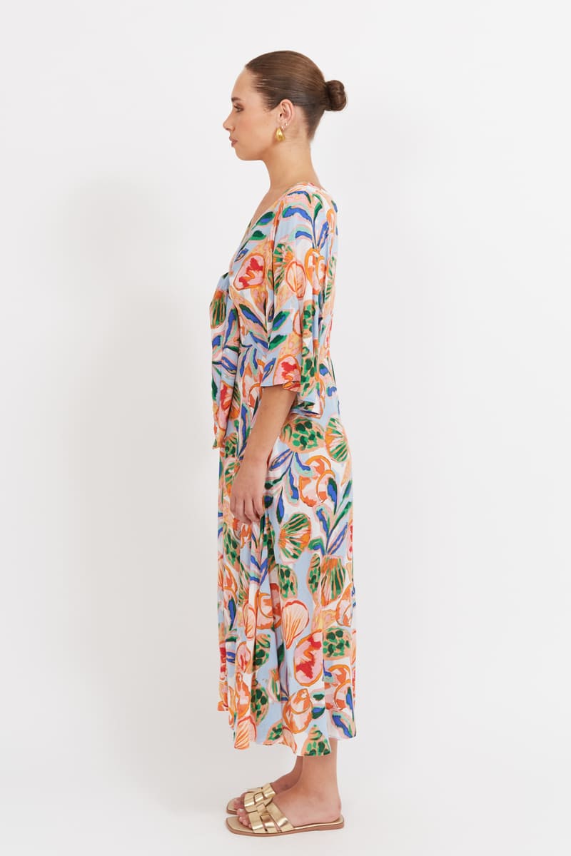 HAVEN Baja Tie Midi Dress Tide
