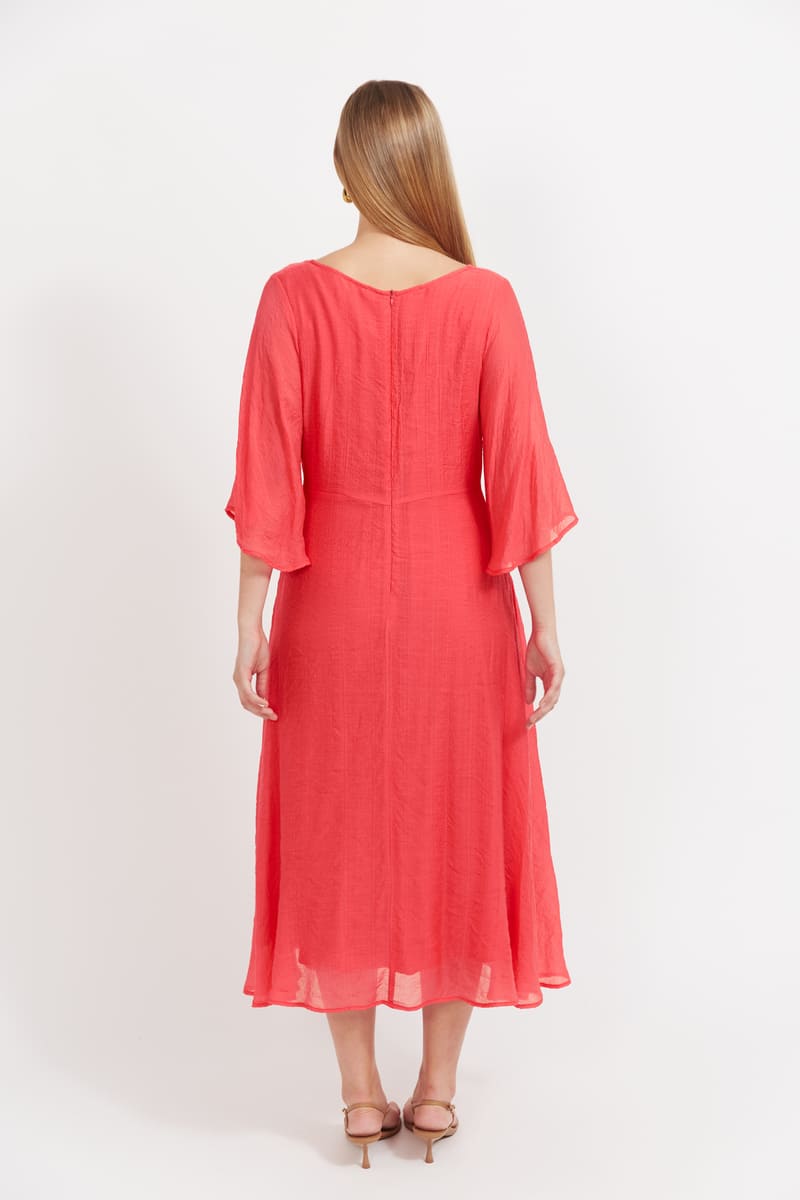 HAVEN Baja Tie Midi Dress Punch