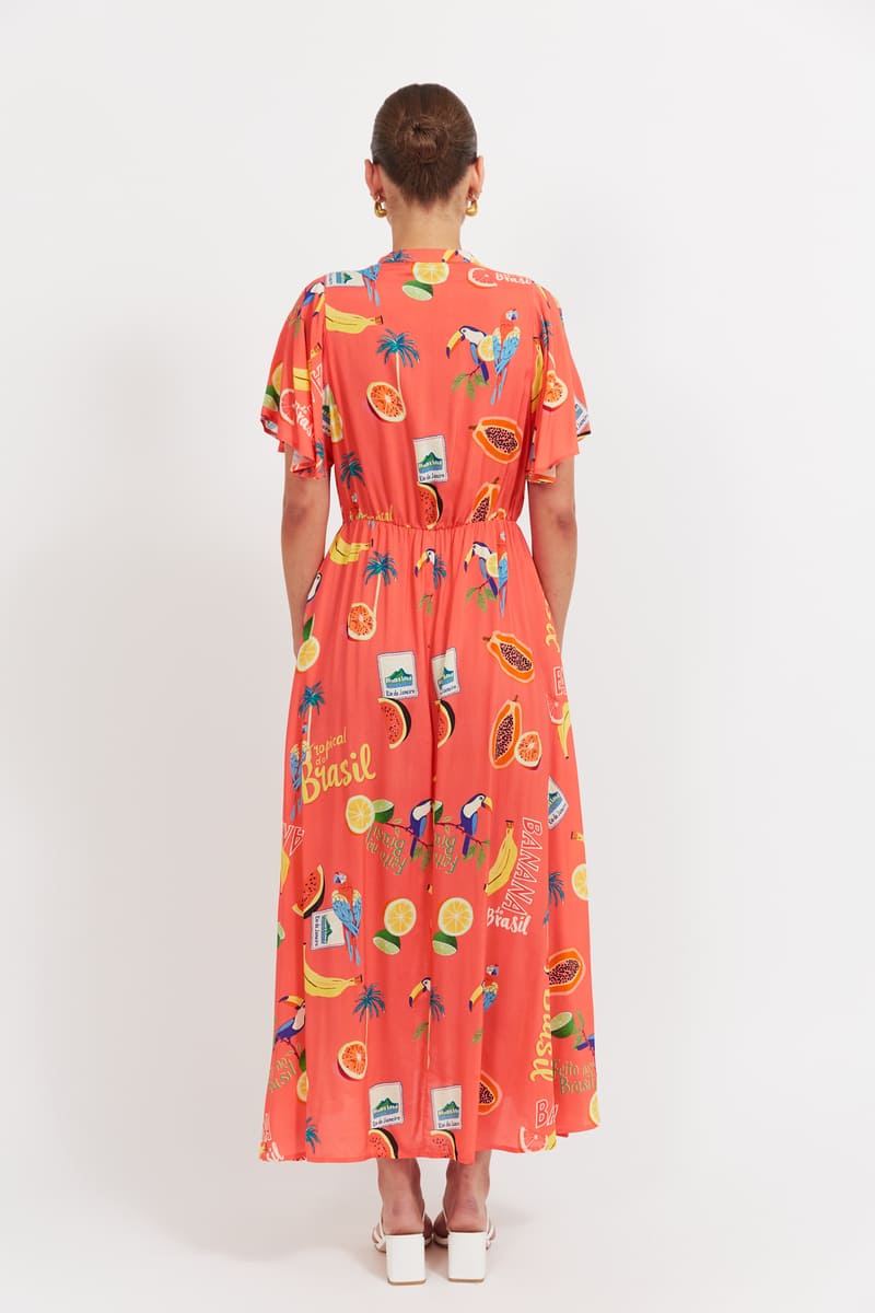 HAVEN Cabana VNeck Maxi Dress BCoral