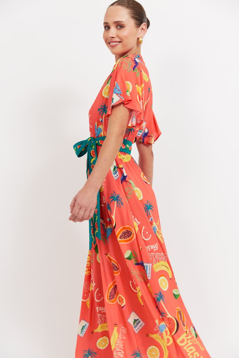 HAVEN Cabana VNeck Maxi Dress BCoral