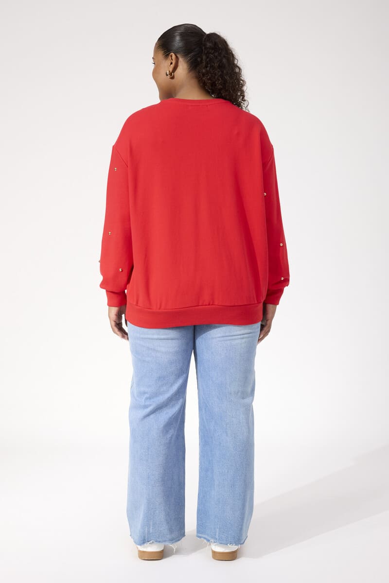 HAVEN Boston Studded Sweatshirt Red