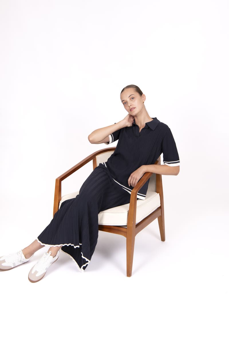 B&L Open Polo Tipping Top NavyCr