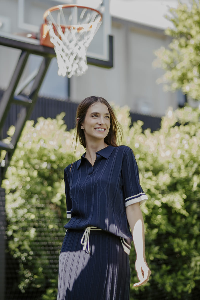 B&L Open Polo Tipping Top NavyCr