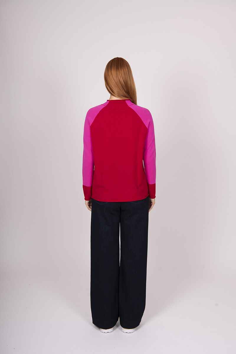 B&L ColBlock Trim Pullover RedFuch