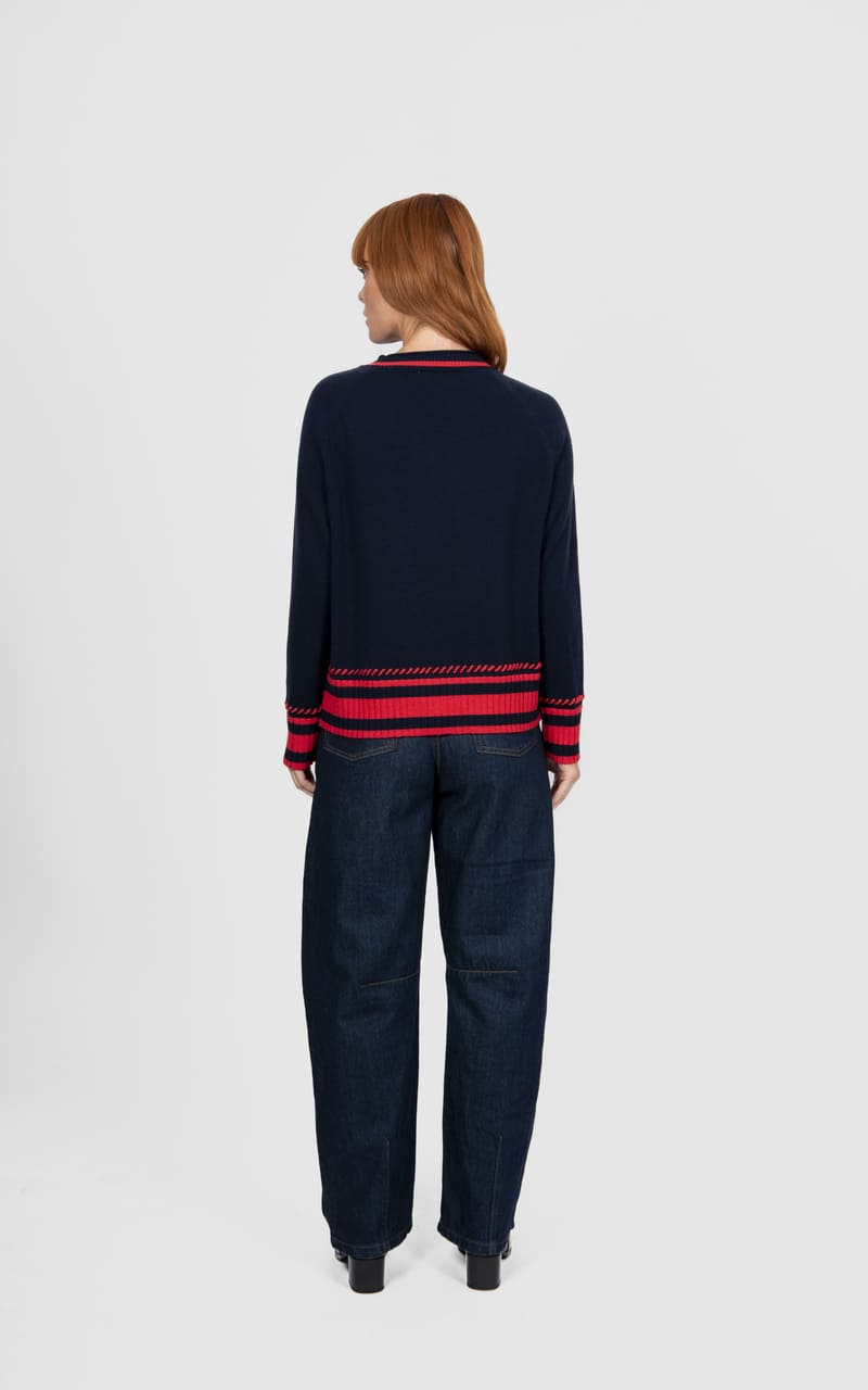 B&L Stripe Raglan Pullover InkCay