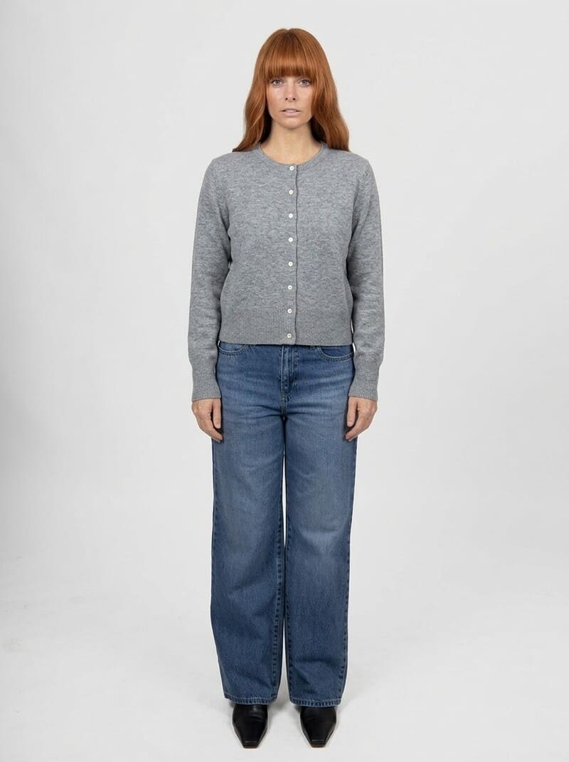 B&L Marnie Cropped Cardy Mid Grey