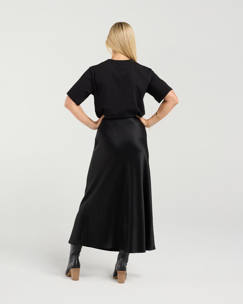 BLACKSTONE Elliana Bias Midi Skirt Black
