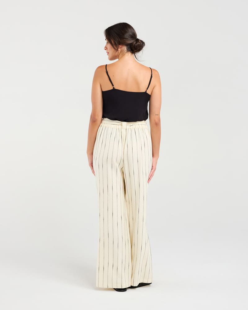 BLACKSTONE Annette Pinstripe Pants Ivory