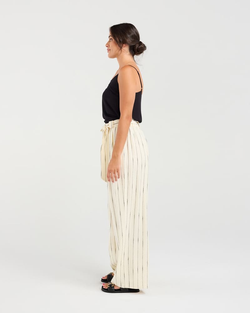 BLACKSTONE Annette Pinstripe Pants Ivory
