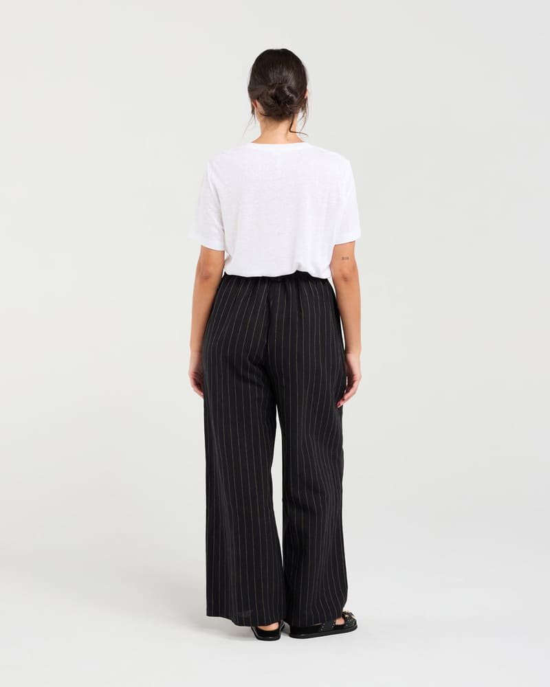 BLACKSTONE Alaina Pinstripe Pants Black