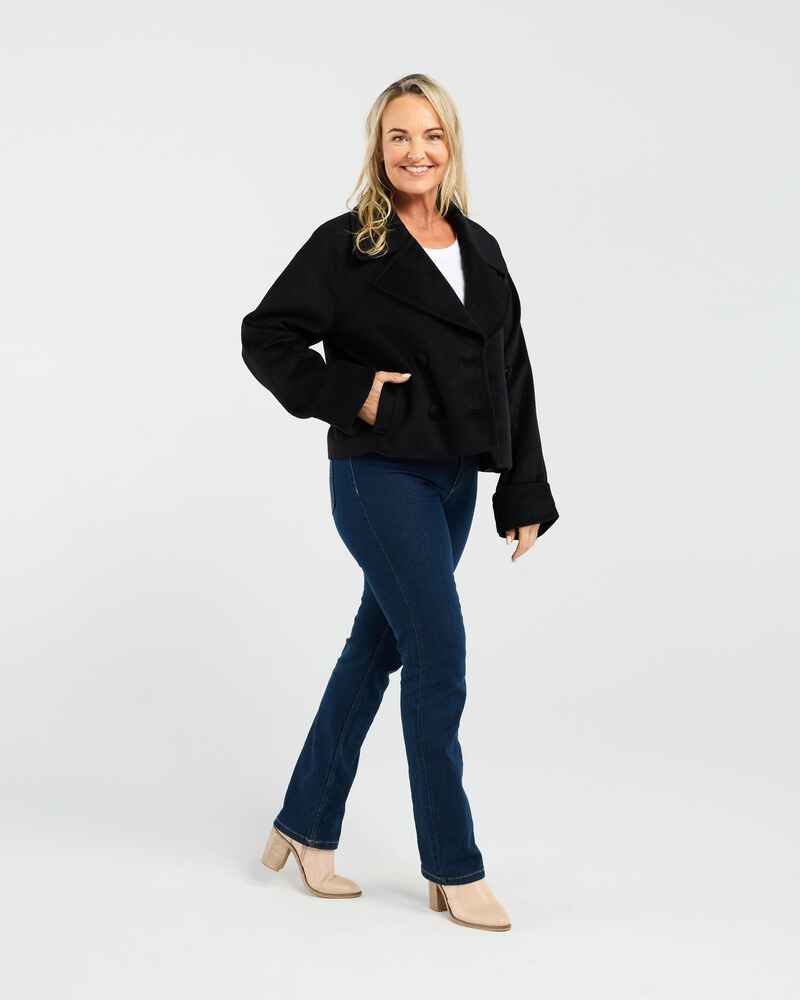 BLACKSTONE Kate Crop Pea Coat Black