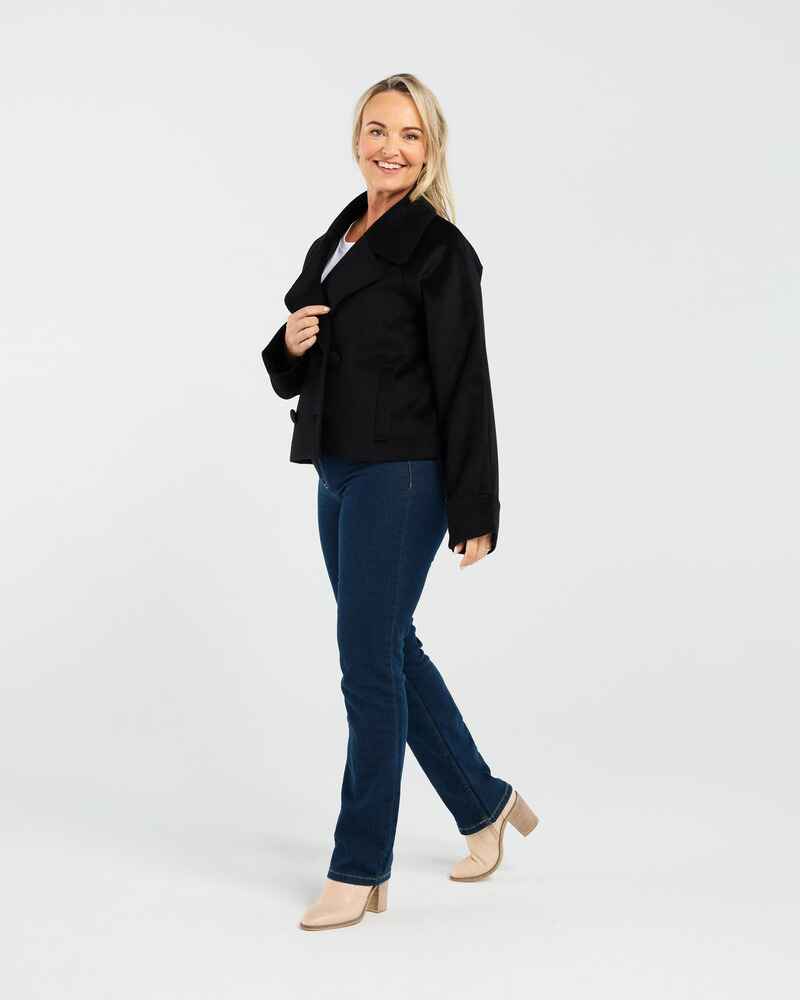 BLACKSTONE Kate Crop Pea Coat Black