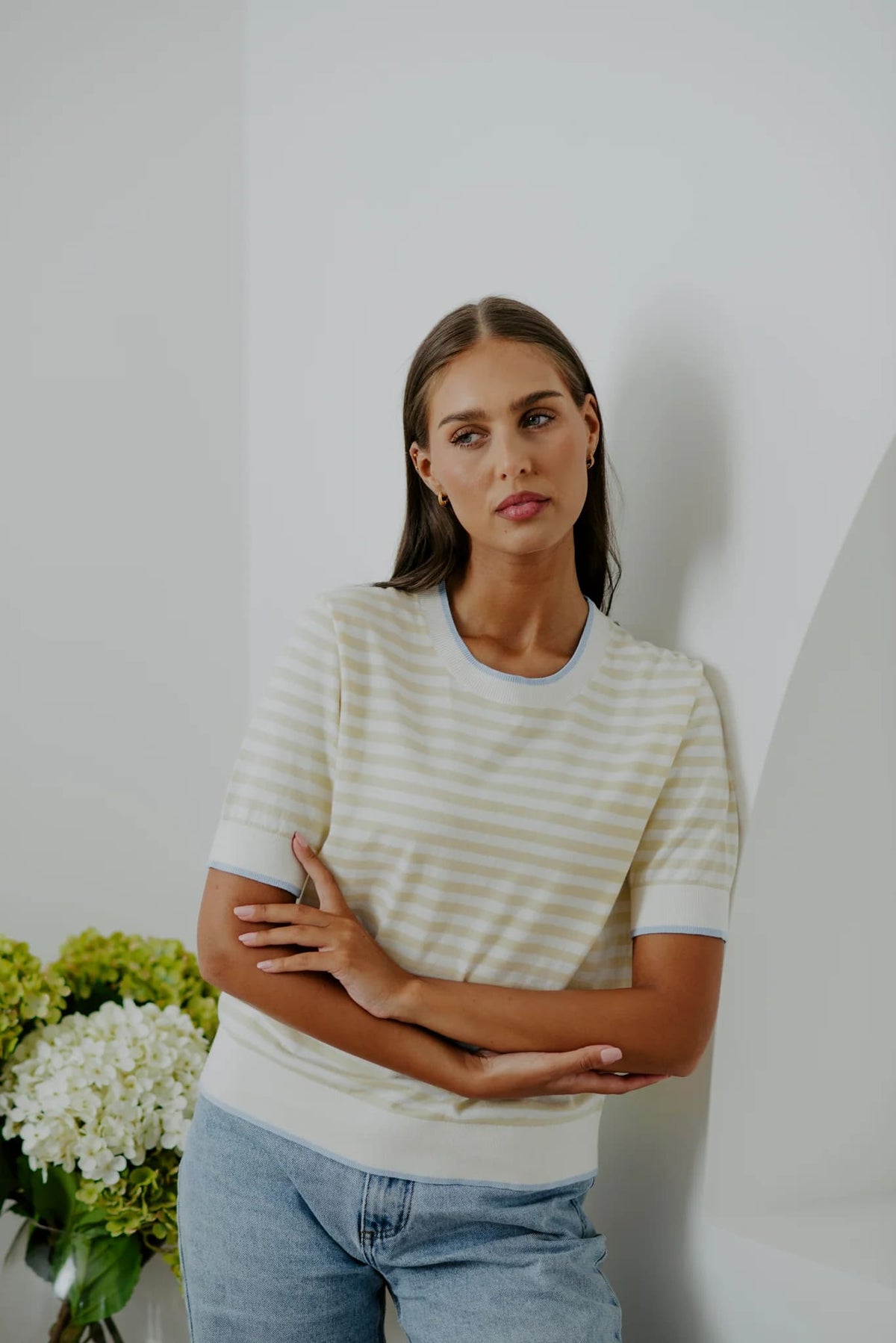 B&L Stripe Tipping Tee ButterIv