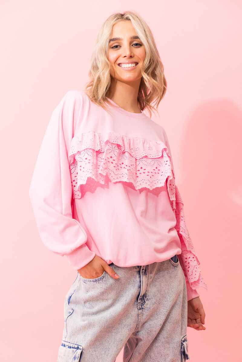 CHARLO Lucy Cotton Sweater Pink