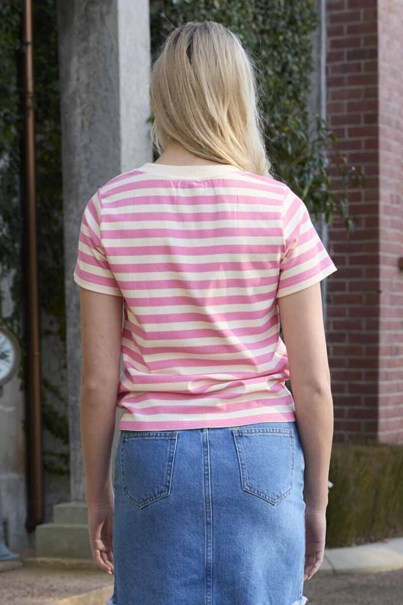 CHARLO Milo Stripe Tee Pink