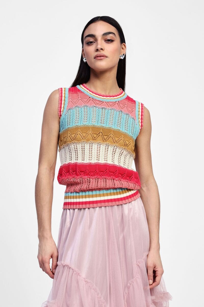 DIXIE Gelato Crochet Vest Multi