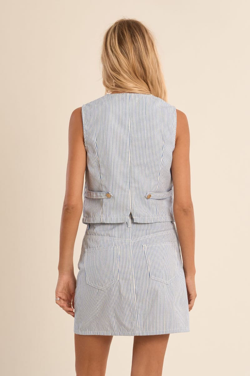 MOLLY BRACKEN Pinstripe Vest LtBlue