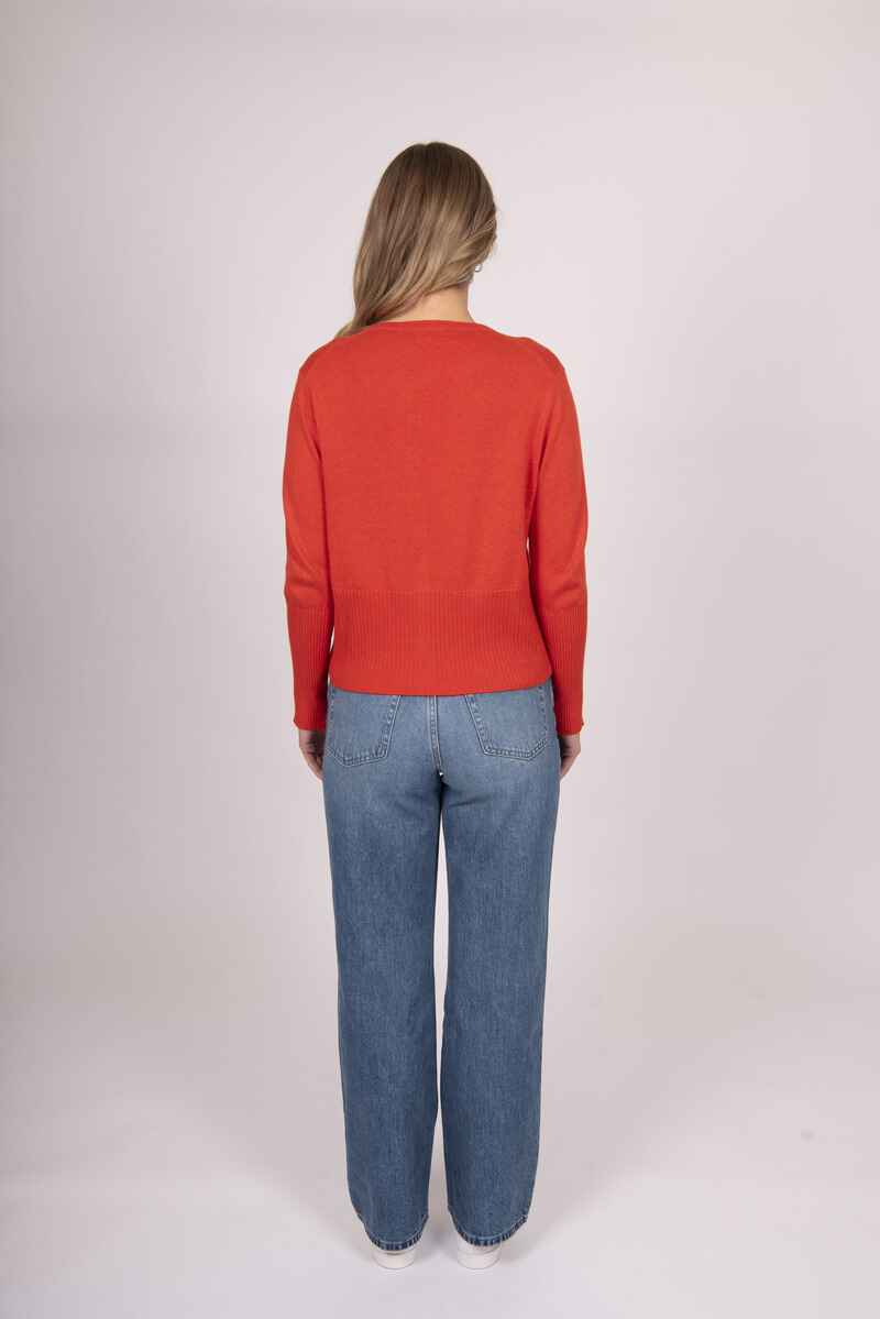 BELLA Long Cuff Cardy MarsRed