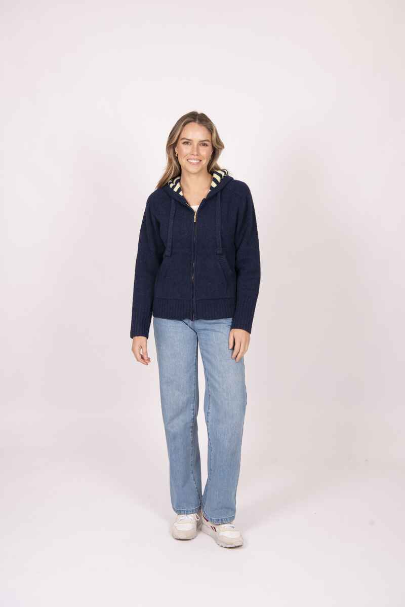 FIELDS Zip StripeT Hoody NavyLem