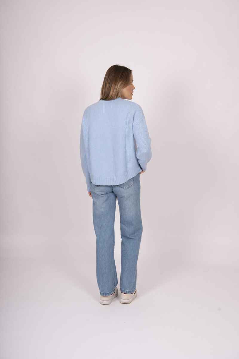 FIELDS Cable Boxy Pullover IceBlue