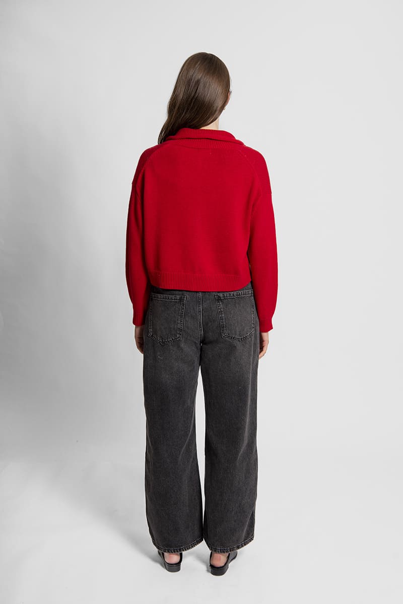 FIELDS FunnelN Cropped Cardy Crimson