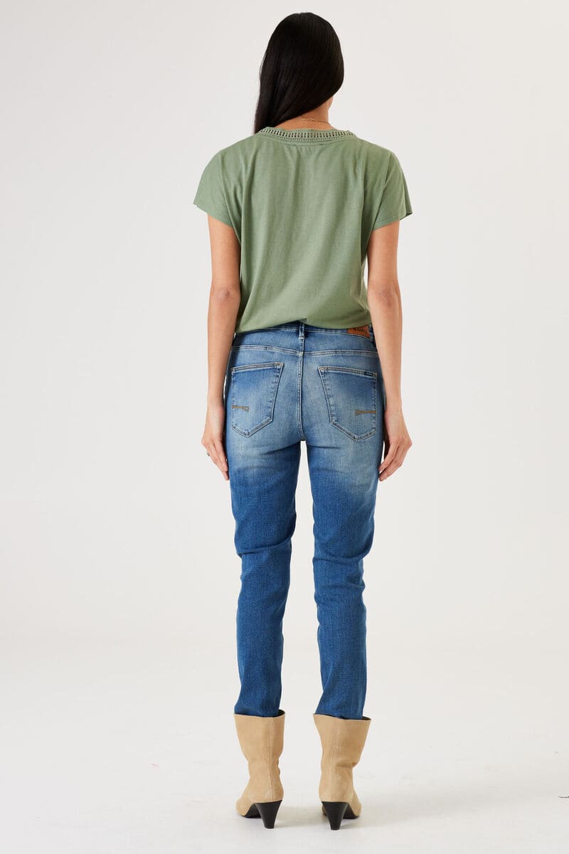 GARCIA V Neck Trimmed Tee Sea Spray