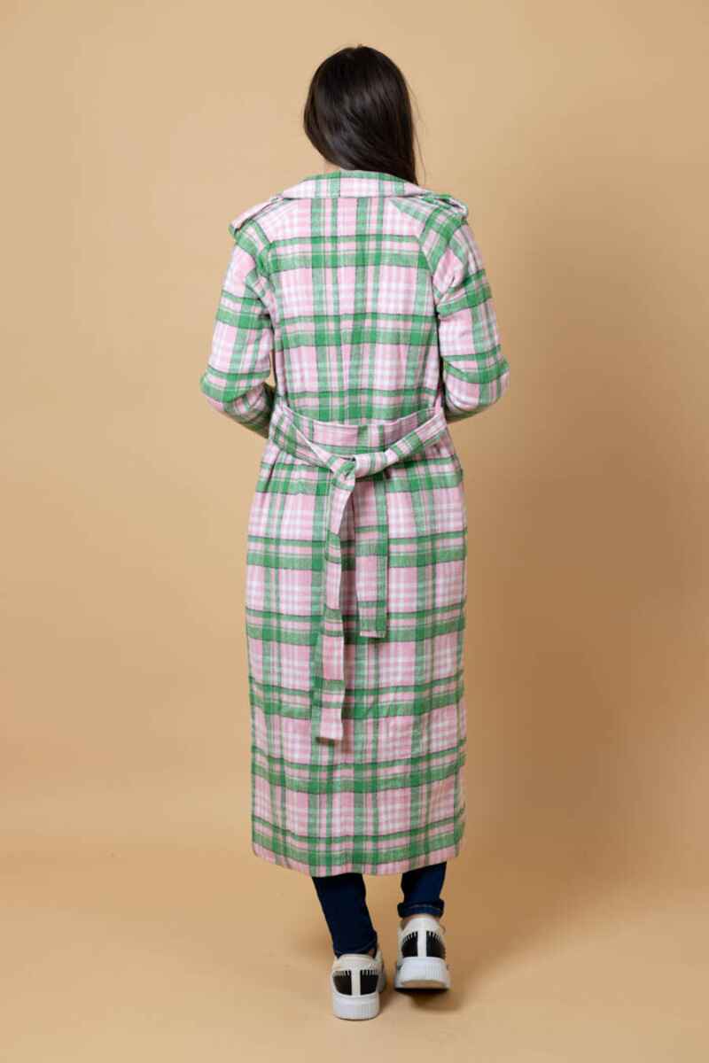 CHARLO Gemma Tartan Coat PinkGreen