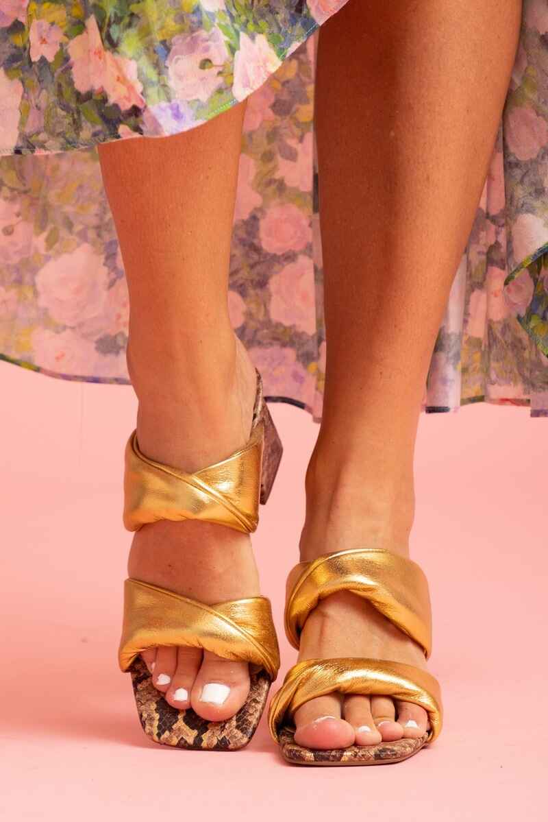 HEY MON Crystal Heel GoldTan