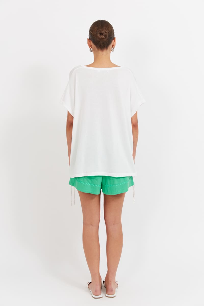 HAVEN Haiti Tie Knit Top White