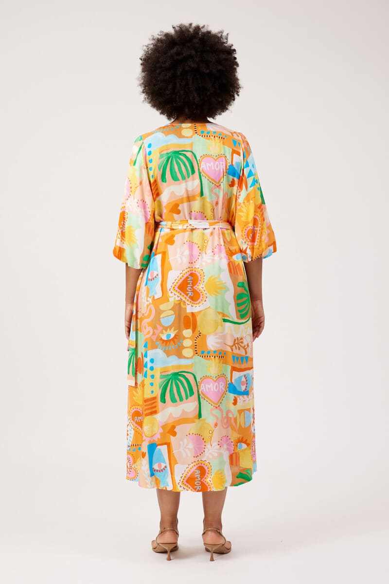 HAVEN Mykonos Wrap Midi Dress Mati