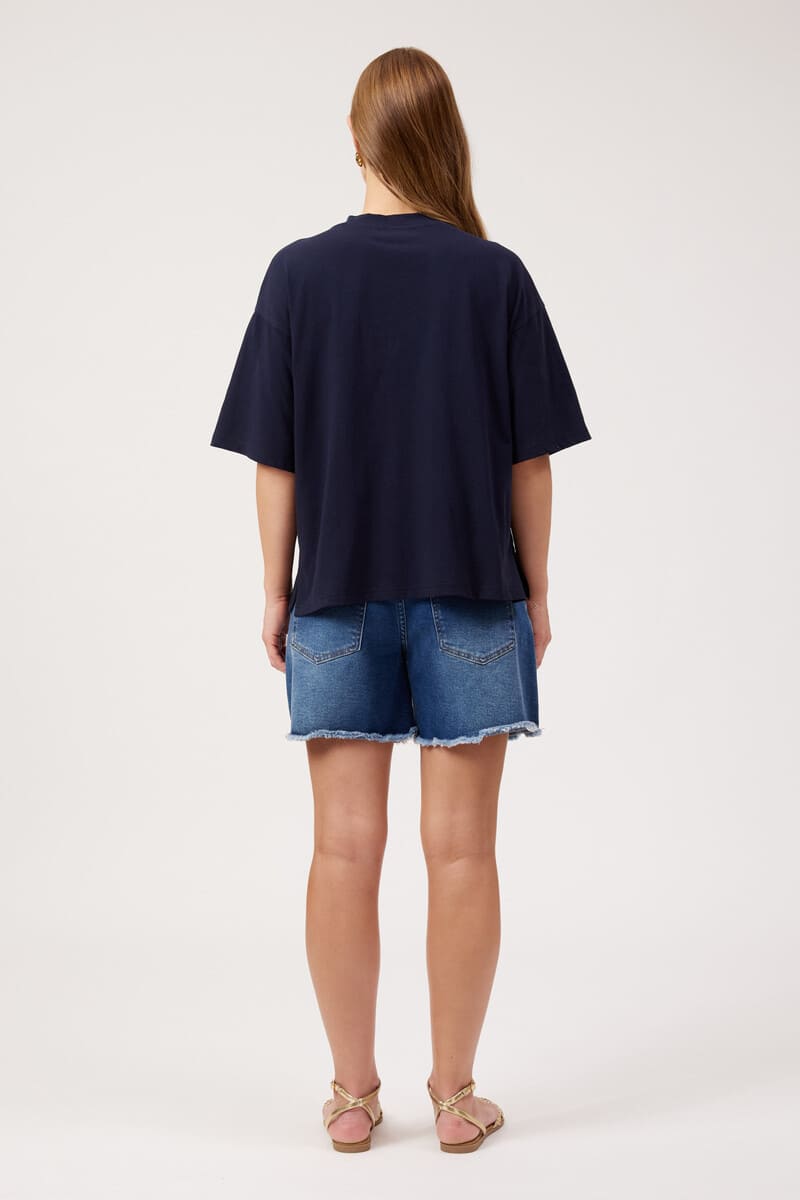 HAVEN Elba Heart Embell Tee Navy