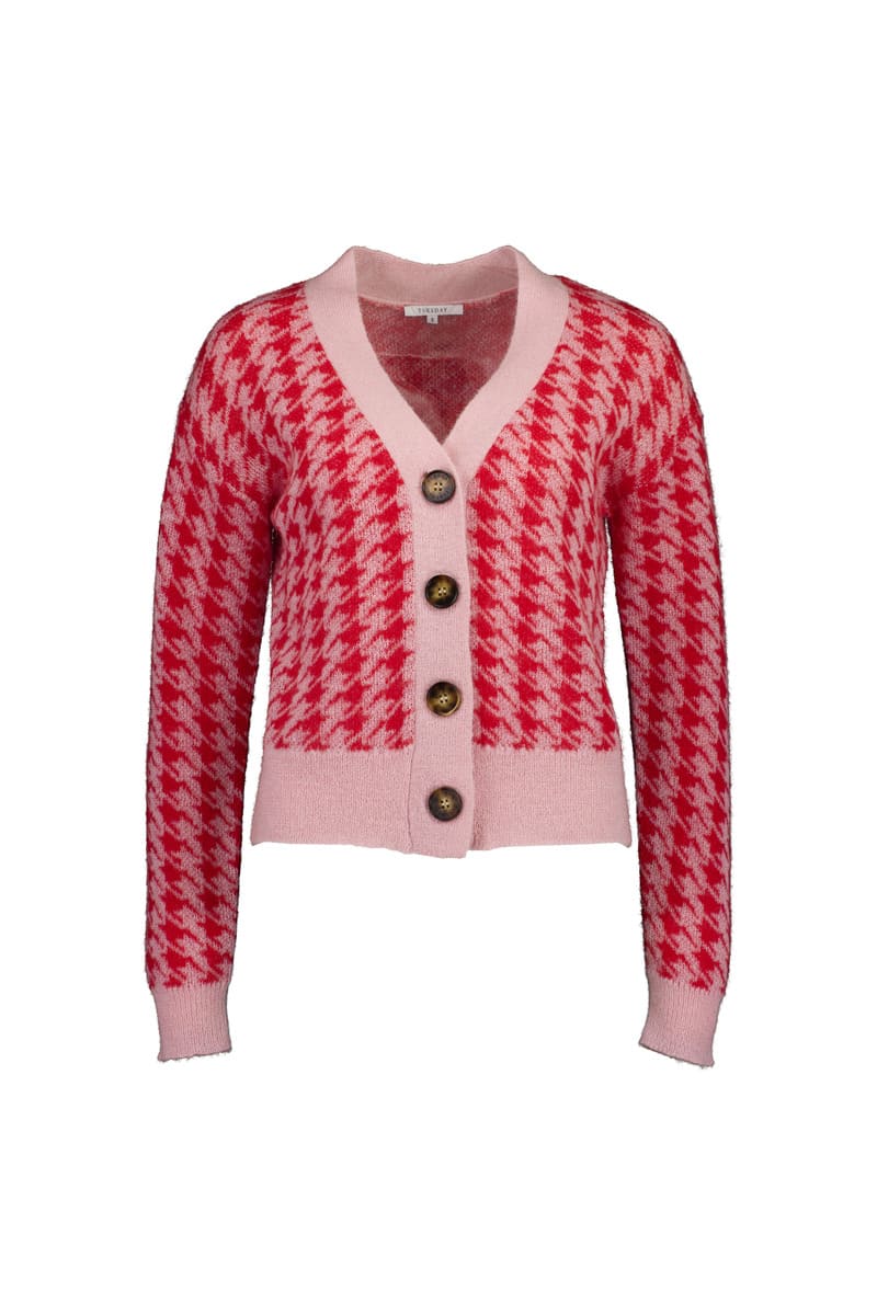 TUESDAY Houndstooth Cardy PinkRed