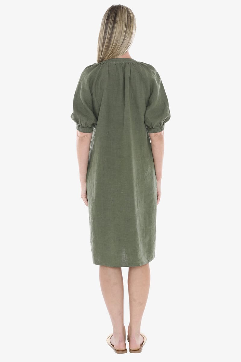 JUMP Button Neck Dress Basil