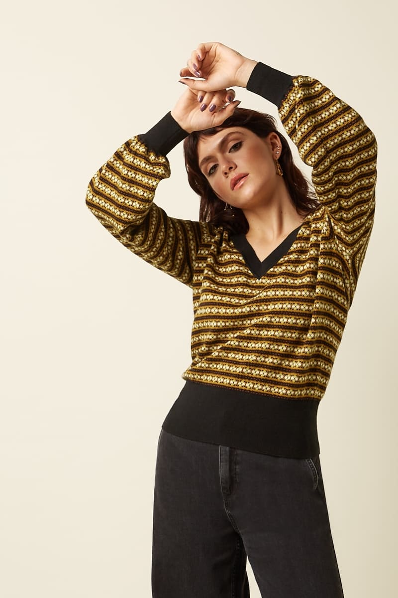 KING LOUIE Bellsleeve Walter Top Blk