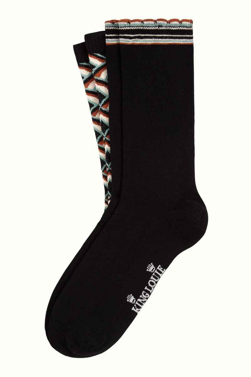 KING LOUIE Socks 2 Pack Lollipop Socks Black