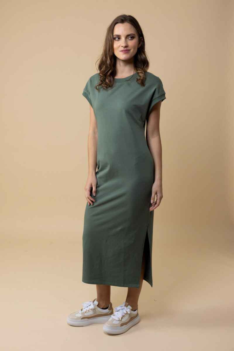 CHARLO Kylee T-Shirt Maxi Dress Khaki