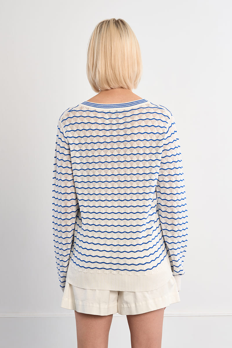 LILI SIDONIO Waves Knit Sweater BlueIv
