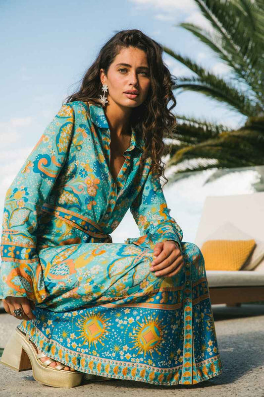 NINE LIVES Pearl Midi Dress Aquam