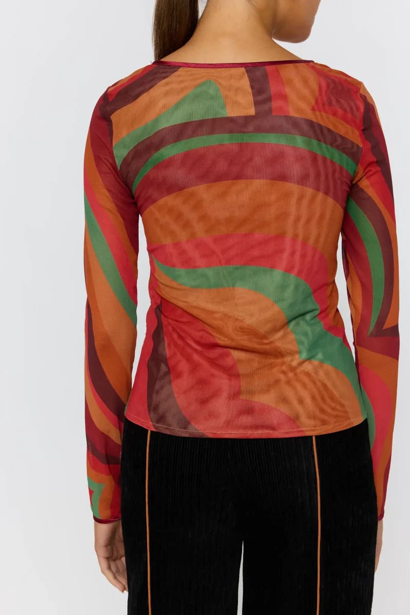NLB Claudia Mesh Top Crimson Sun