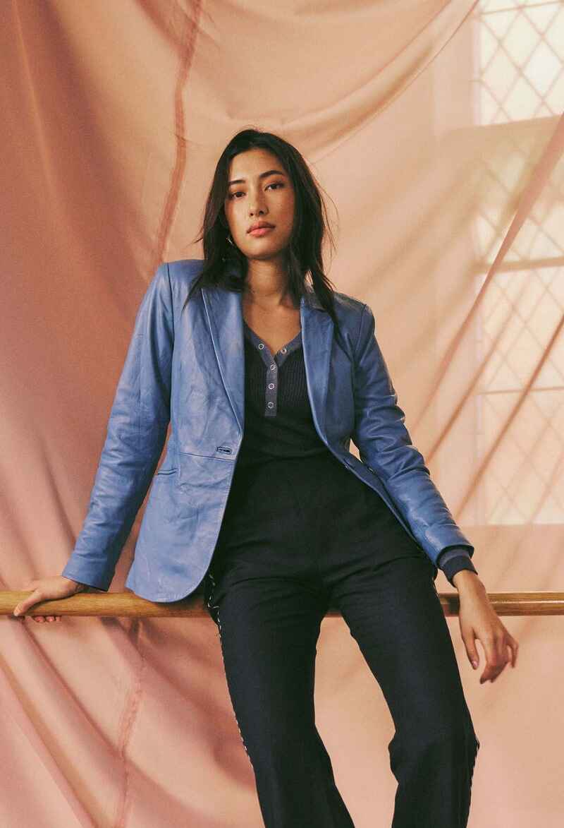ONCE WAS Vega Leather Blazer Zenith