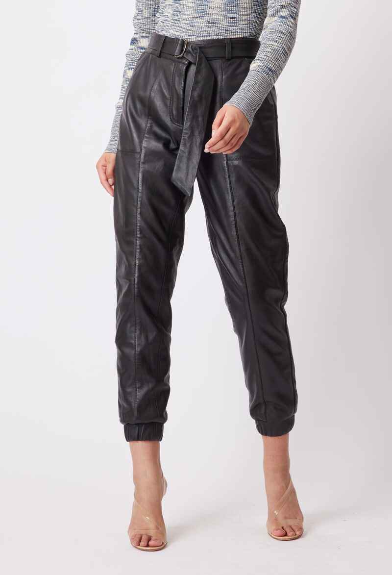 ONCE WAS Tallitha Leather Pants Blk