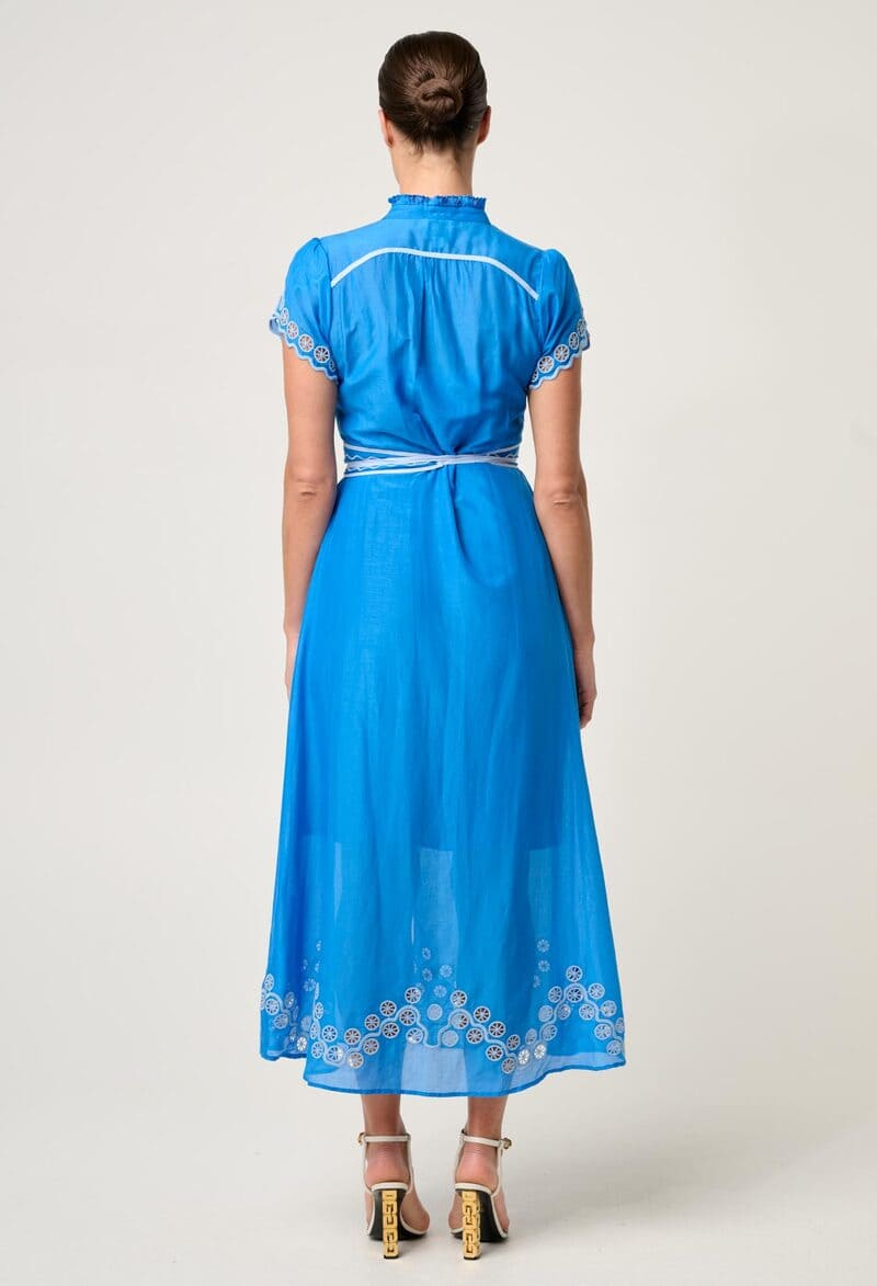 ONCE WAS Xanthia Dress Blue Topaz