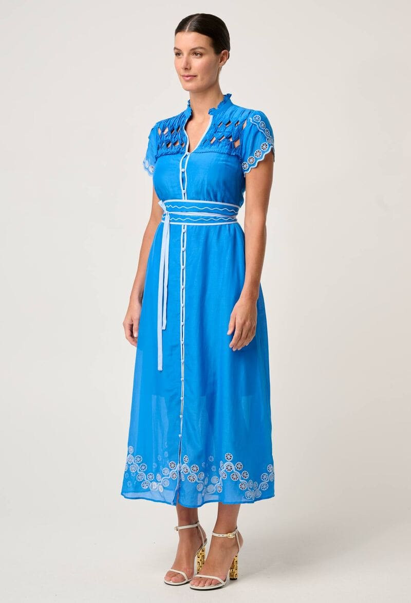 ONCE WAS Xanthia Dress Blue Topaz
