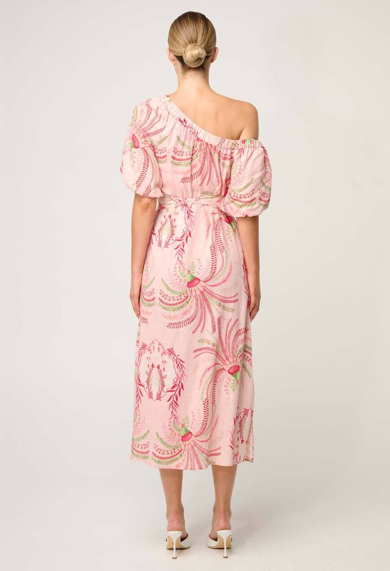 ONCE WAS Zina One Shoulder Dress Palmarosa