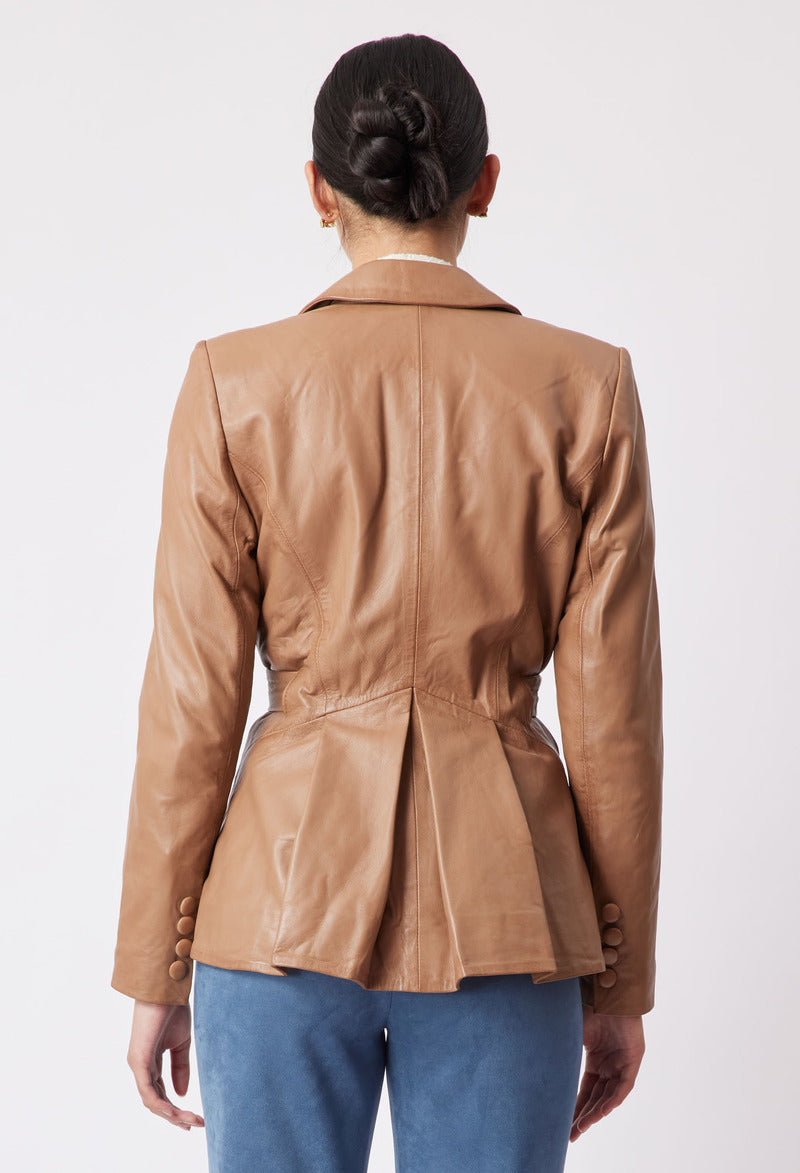 ONCE WAS Loren Leather Blazer Husk