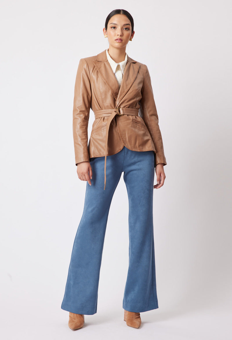 ONCE WAS Loren Leather Blazer Husk