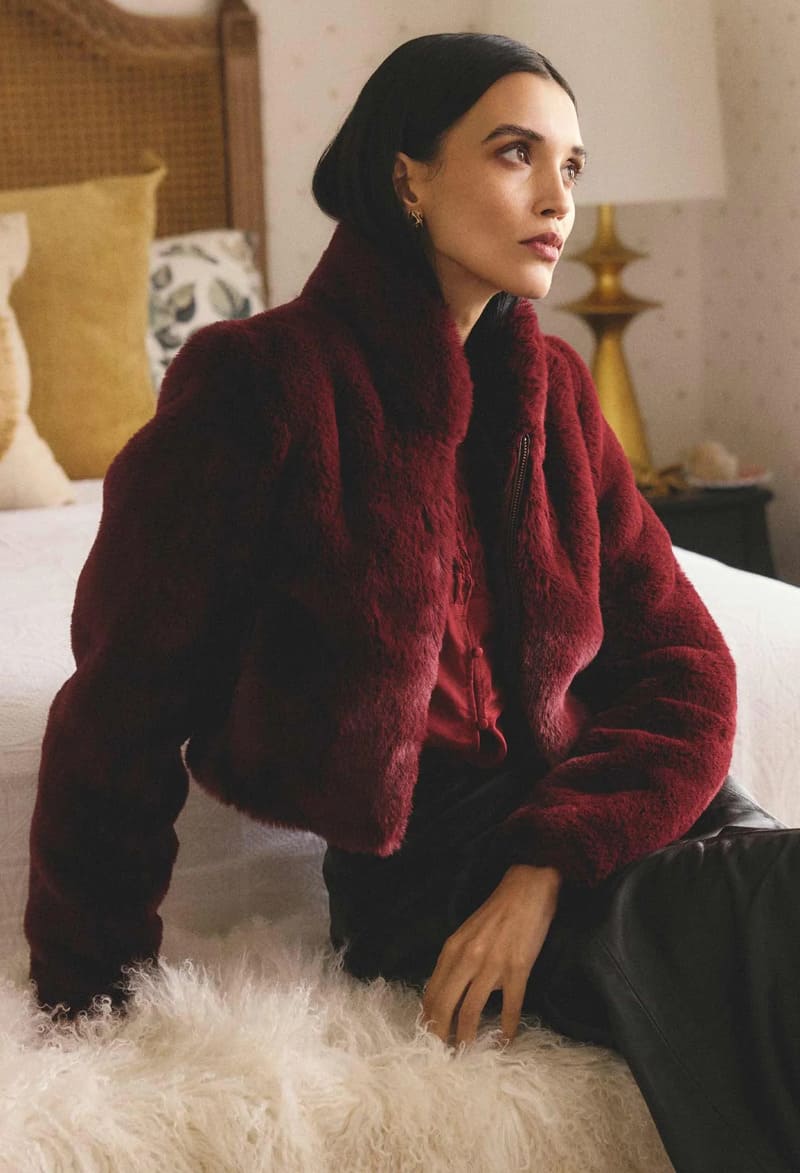 ONCE WAS Dawn FFur Jacket Bordeaux