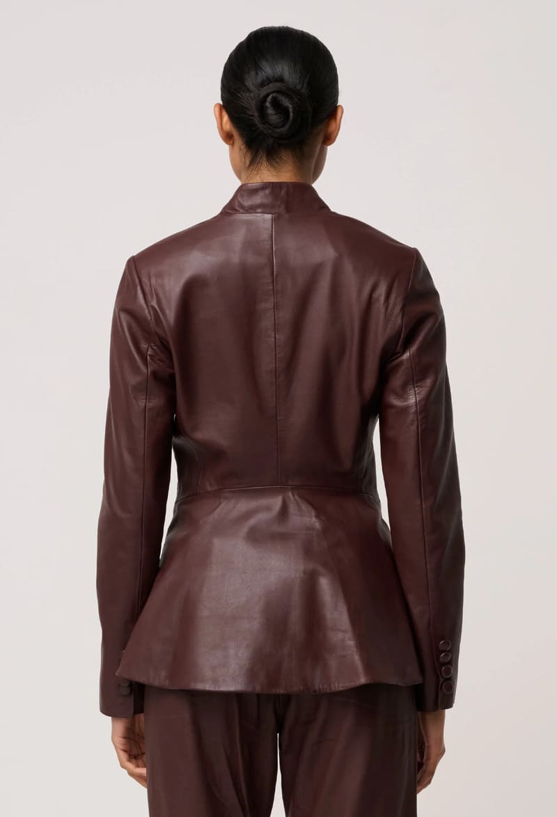 ONCE WAS Calypso Leather Blazer Oxblood